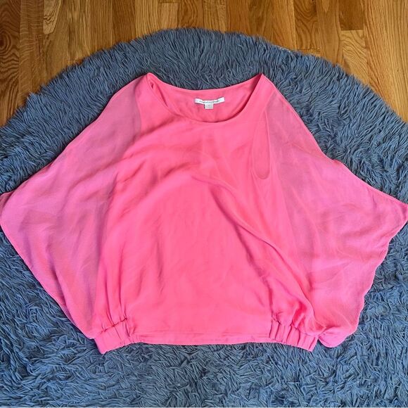 Diane Von Furstenberg Pink 100% Silk Oversized Kimono Blouse Top Size M - Picture 1 of 10